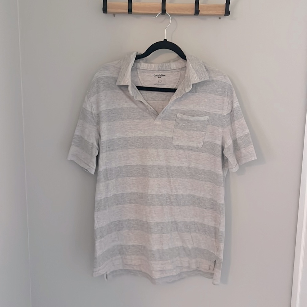 Goodfellow Slim Fit Collar T-Shirt | Grey & Pink | Large